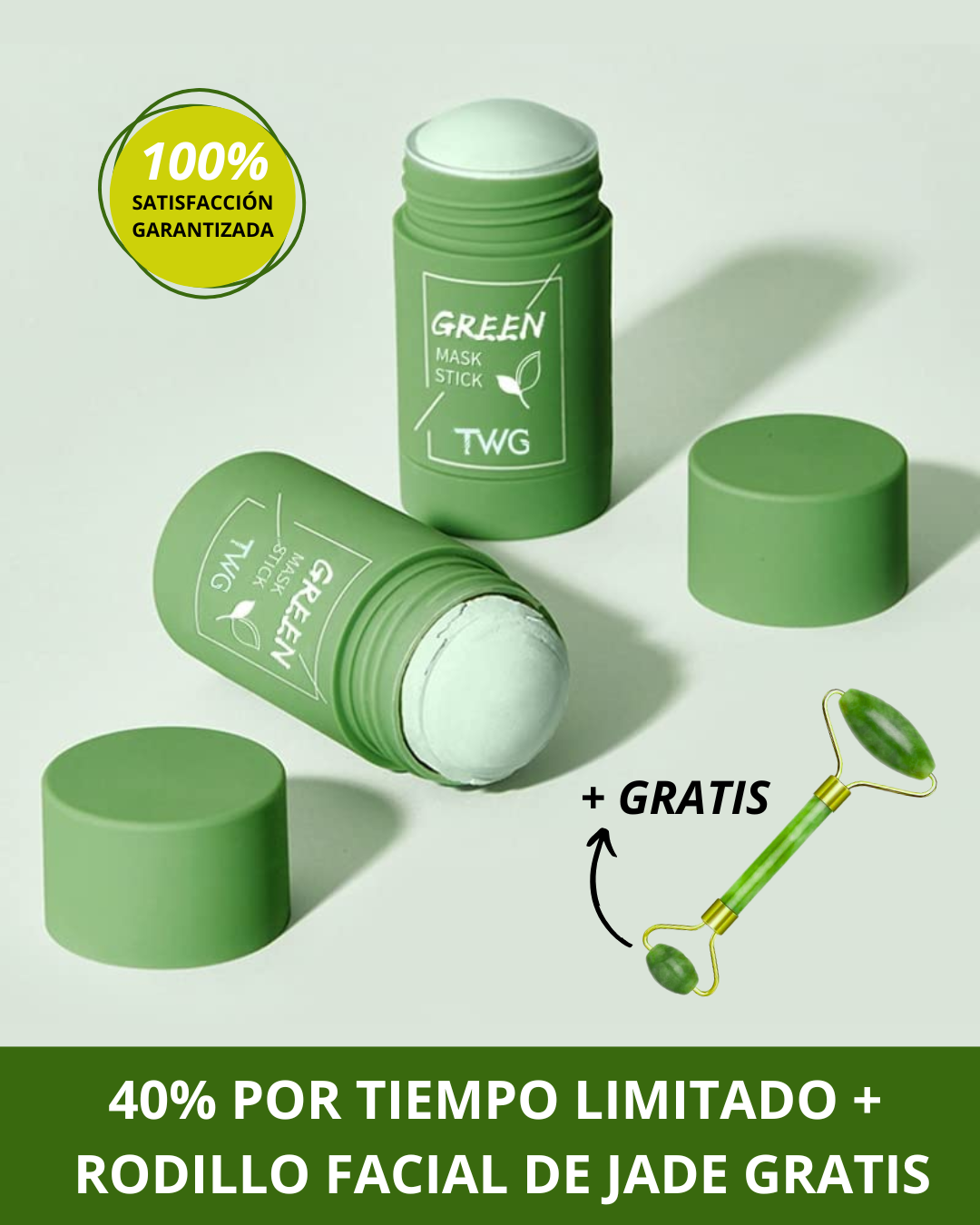 Mascarilla de Té Verde + Rodillo Facial de Jade (GRATIS)
